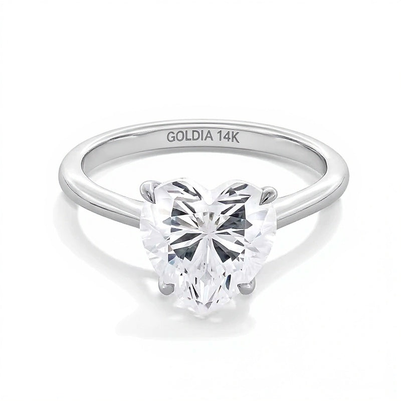 2.0 CT. Labordiamant-Solitär in Herzform, Verlobungsring aus 14K Weißgold (F/VS2)