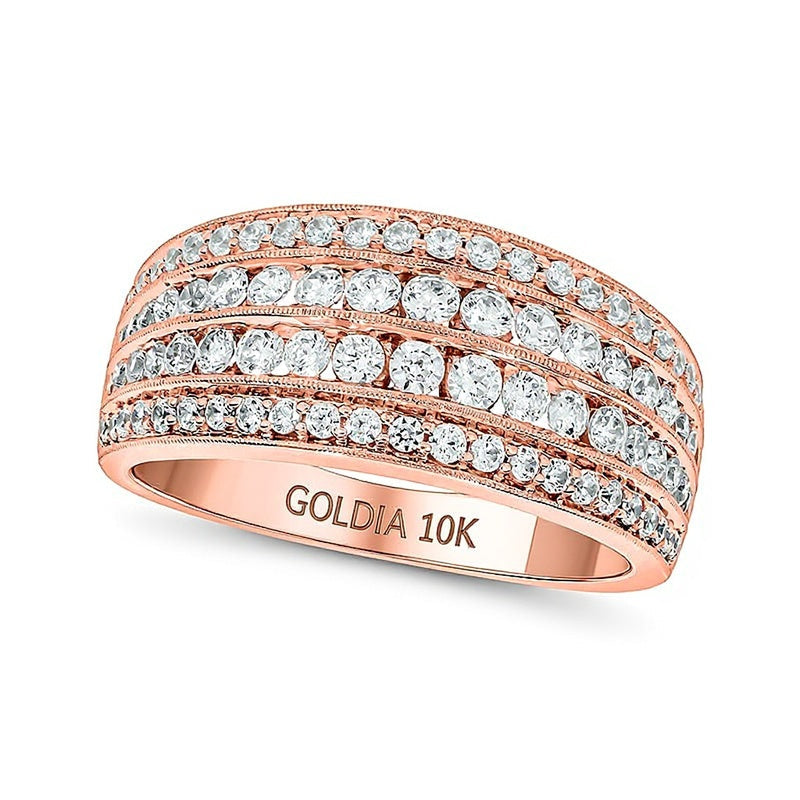 1.0 ct. Gesamtgewicht Diamant-Ring mehrreihig im Vintage-Stil in 10K Roségold