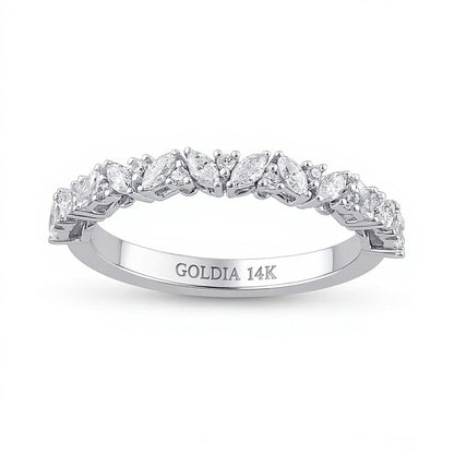 0.33 ct. Gesamtgewicht Ring mit Diamanten im Marquise- und Rundschliff, stapelbar, in 14K Weißgold