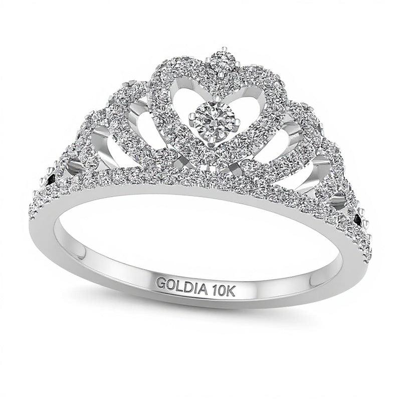 0.33 ct. Gesamtgewicht Diamant Herz-Krone Ring in 10K Weißgold