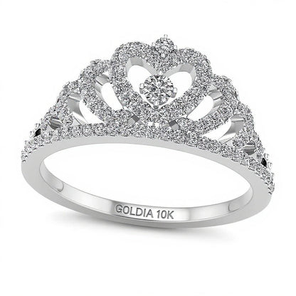 0.33 ct. Gesamtgewicht Diamant Herz-Krone Ring in 10K Weißgold