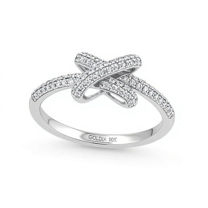 0,33 ct. Gesamtgewicht Labordiamant Fashion-Ring mit doppelreihigem Knoten in 10K Weißgold (F/SI2)
