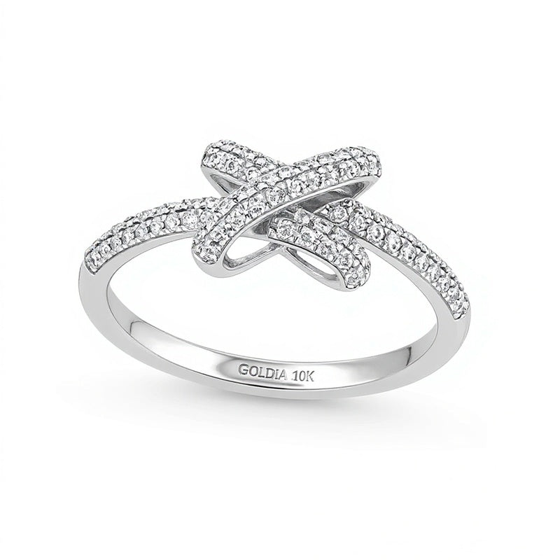 0,33 ct. Gesamtgewicht Labordiamant Fashion-Ring mit doppelreihigem Knoten in 10K Weißgold (F/SI2)