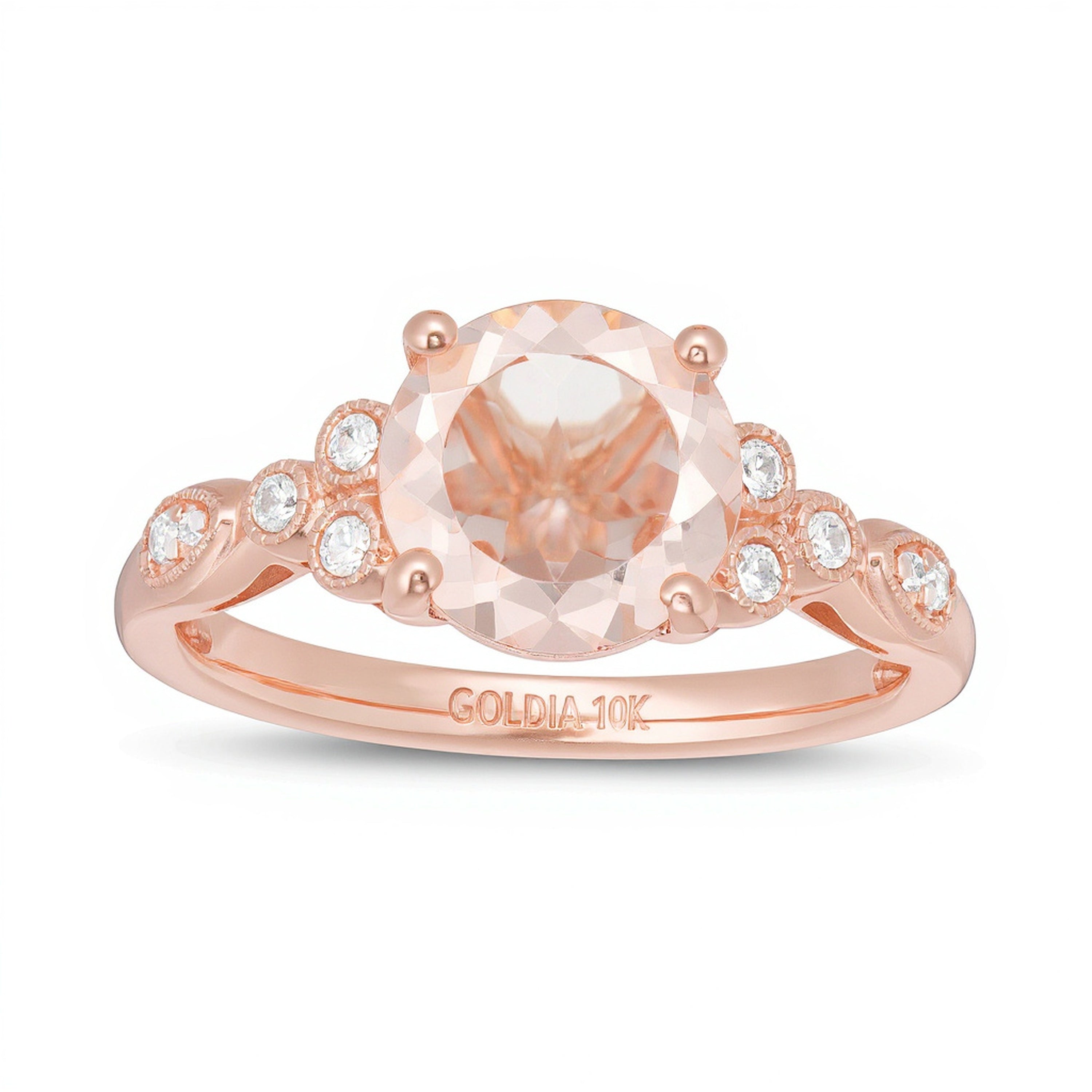 8.0mm Morganit und 0.1 ct. Gesamtgewicht Diamant Vintage-Ring in 10K Roségold