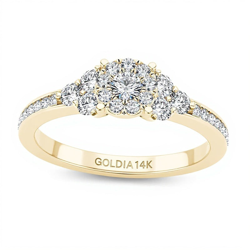 0.5 ct. Gesamtgewicht Komposit-Diamant Verlobungsring in 14K Gelbgold