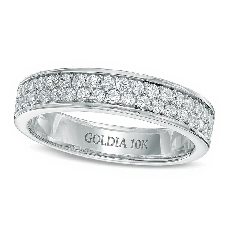 Ehering mit Diamanten 0.5 ct. Gesamtgewicht, zweireihig, in 10K Weißgold