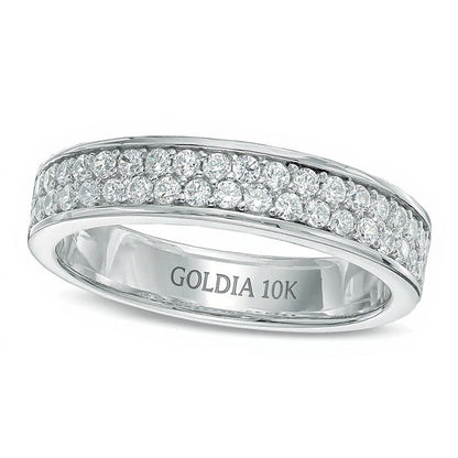 Ehering mit Diamanten 0.5 ct. Gesamtgewicht, zweireihig, in 10K Weißgold