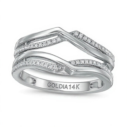 0.13 CT. Gesamtgewicht Diamant Solitär-Enhancer mit Crossover-Design in 14K Weißgold