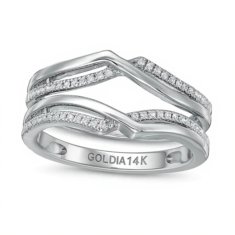 0.13 CT. Gesamtgewicht Diamant Solitär-Enhancer mit Crossover-Design in 14K Weißgold