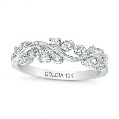 0.2 ct. Gesamtgewicht Diamant Ring im Vintage-Stil mit Ranken-Design in 10K Weißgold
