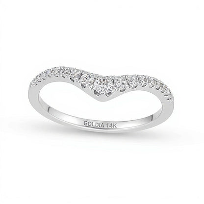 0.25 ct. Gesamtgewicht Diamant Memoire-Ring mit abgestuftem Chevron-Design in 14K Weißgold