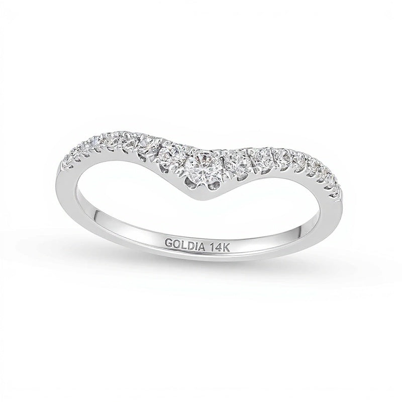 0.25 ct. Gesamtgewicht Diamant Memoire-Ring mit abgestuftem Chevron-Design in 14K Weißgold