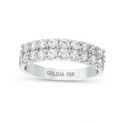 1,0 ct. Gesamtgewicht Diamant Memoire-Ring zweireihig in 10K Weißgold
