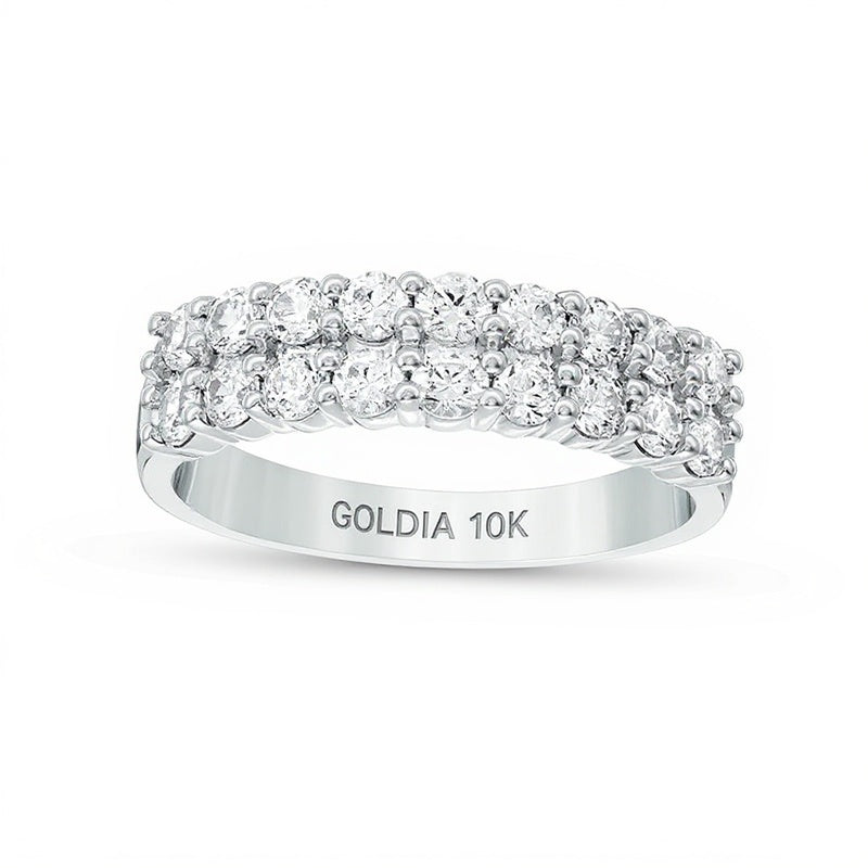 1,0 ct. Gesamtgewicht Diamant Memoire-Ring zweireihig in 10K Weißgold