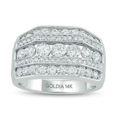 2.5 ct. Gesamtgewicht Diamant Fashion Ring fünfreihig in 14K Weißgold