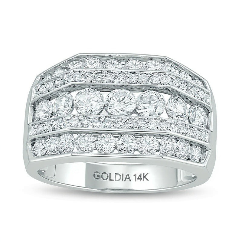 2.5 ct. Gesamtgewicht Diamant Fashion Ring fünfreihig in 14K Weißgold
