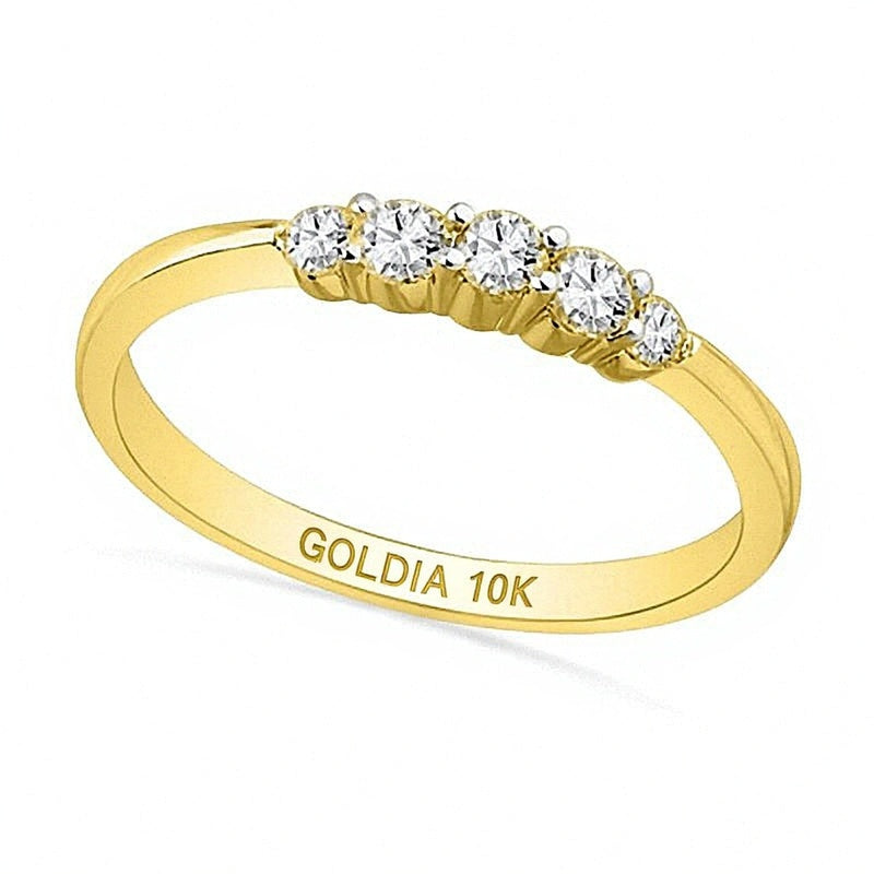 Ehering mit 0,25 ct. Gesamtgewicht Diamanten, fünf Steine, rund, in 10K Gelbgold
