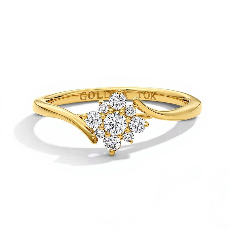 0,25 ct. Gesamtgewicht Bypass Ring mit Labordiamanten in 10K Gelbgold (F/VS2)