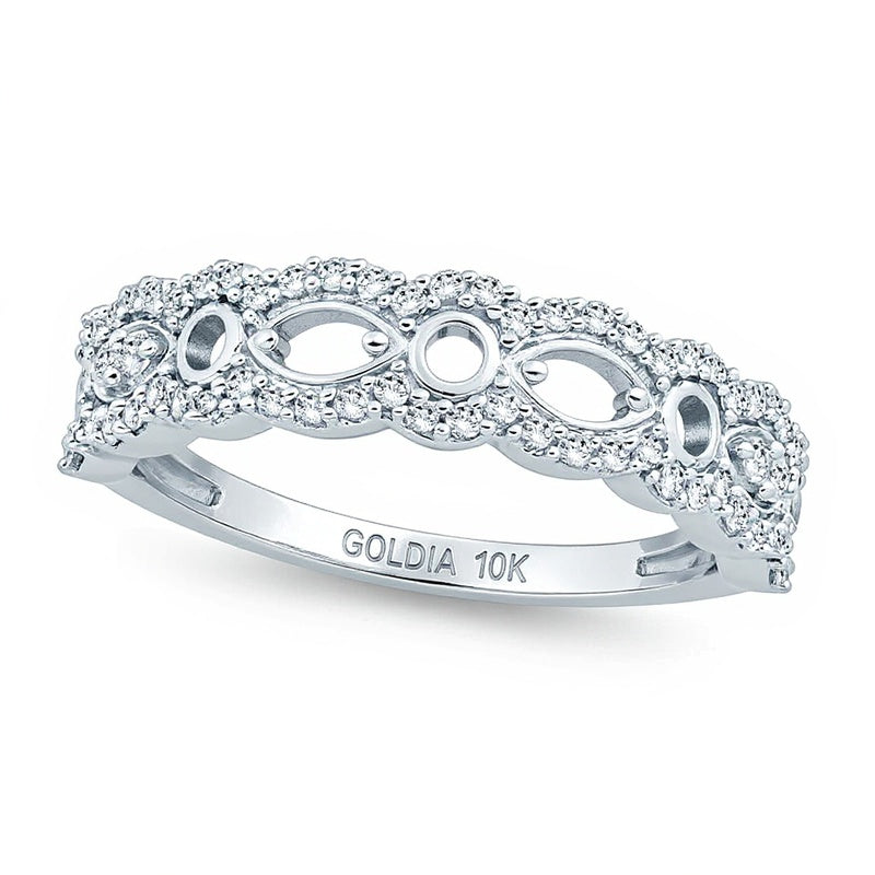 0,5 ct. Gesamtgewicht Diamant Memoire-Ring mit abwechselnd runden und Marquise-Diamanten im Wellenmuster in 10K Weißgold