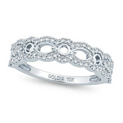 0,5 ct. Gesamtgewicht Diamant Memoire-Ring mit abwechselnd runden und Marquise-Diamanten im Wellenmuster in 10K Weißgold