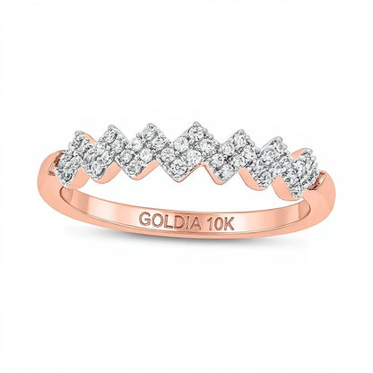 0,17 ct. Gesamtgewicht Diamant Zickzack Stapelring in 10K Roségold
