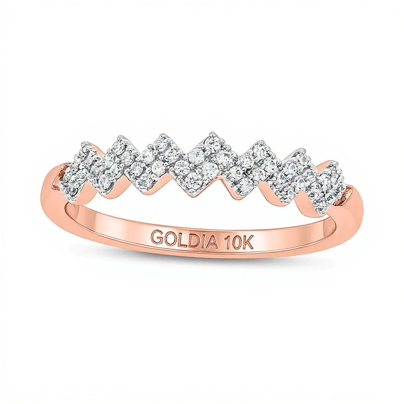 0,17 ct. Gesamtgewicht Diamant Zickzack Stapelring in 10K Roségold