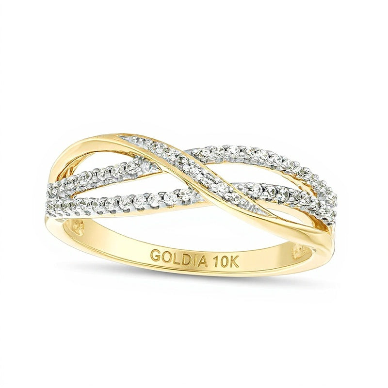 0,17 ct. Gesamtgewicht Diamant-Memoire-Ring mit überkreuzten Reihen in 10K Gelbgold