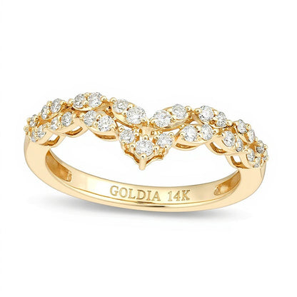 0,33 ct. Gesamtgewicht Diamant-Chevron-Ring mit doppelter Reihe in 14K Gelbgold (I/I1)