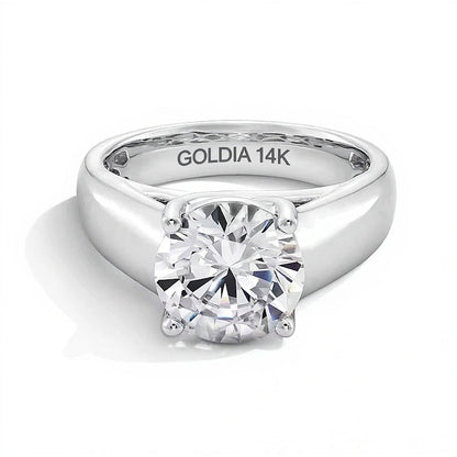 3.0 CT. Solitär-Verlobungsring mit Labordiamant und Cigar Band in 14K Weißgold (F/VS2)