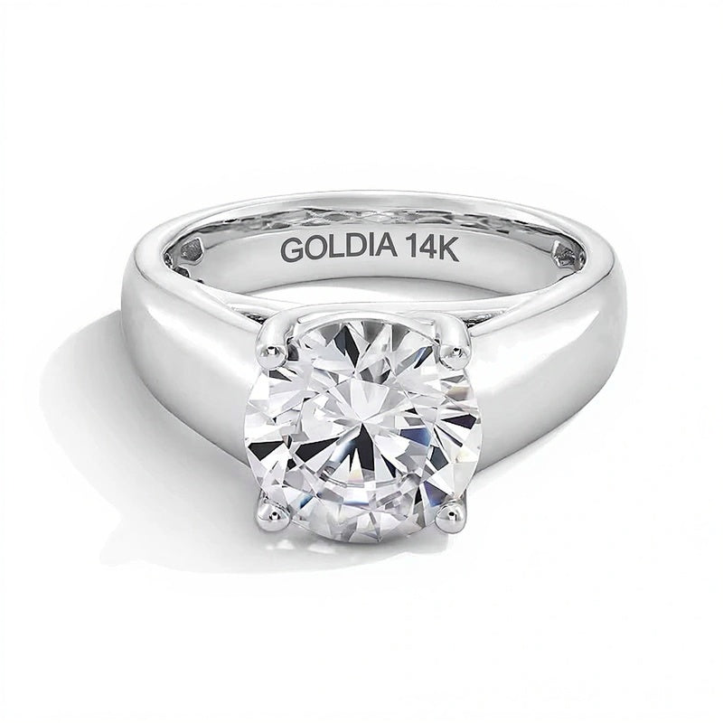 3.0 CT. Solitär-Verlobungsring mit Labordiamant und Cigar Band in 14K Weißgold (F/VS2)