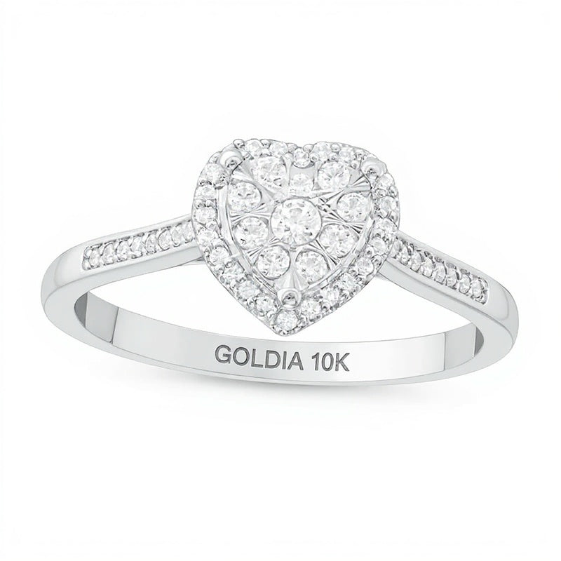 0,25 CT. Gesamtgewicht Komposit-Diamant Ring mit Herz-Rahmen in 10K Weißgold