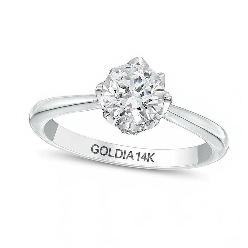 Solitär Verlobungsring mit weißem Diamant 1.0 CT. Gesamtgewicht in 14K Weißgold