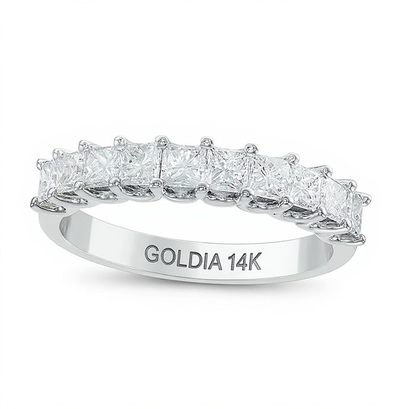 1.0 ct. Gesamtgewicht Ring mit Diamanten im Princess-Schliff, High Profile, Zehn Steine, in 14K Weißgold