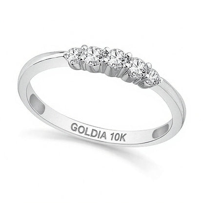 0.25 ct. Gesamtgewicht Diamant Fünfstein-Ehering in 10K Weißgold