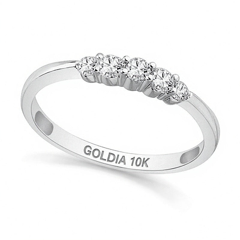 0.25 ct. Gesamtgewicht Diamant Fünfstein-Ehering in 10K Weißgold