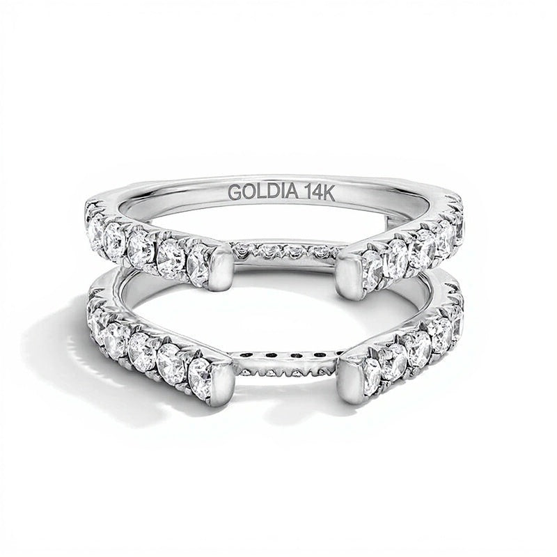 1.5 ct. Gesamtgewicht Labordiamant Solitär Enhancer Ring in 14K Weißgold (F/VS2)