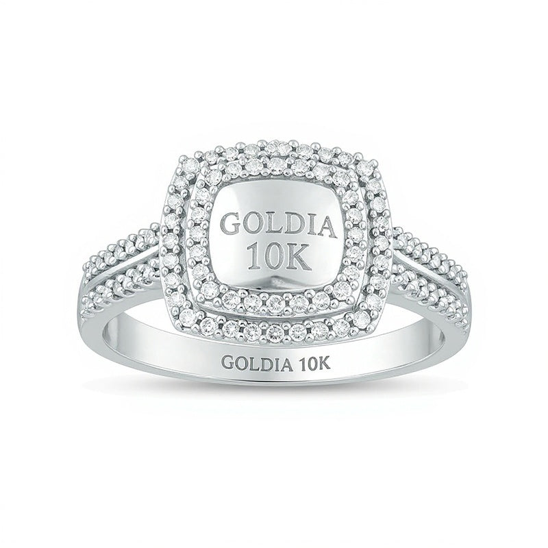 0.38 ct. Gesamtgewicht Diamant Halo-Ring in 10K Weißgold