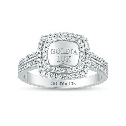 0.38 ct. Gesamtgewicht Diamant Halo-Ring in 10K Weißgold
