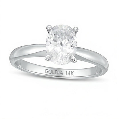 1.5 CT. Solitär-Verlobungsring mit ovalem Labordiamant in 14K Weißgold (F/VS2)