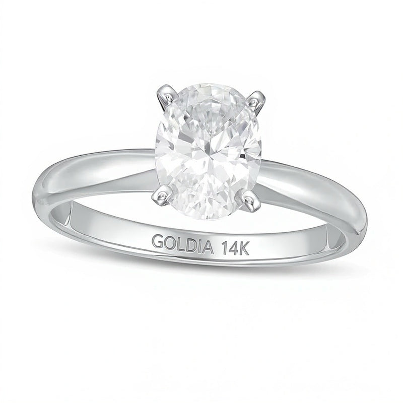 1.5 CT. Solitär-Verlobungsring mit ovalem Labordiamant in 14K Weißgold (F/VS2)