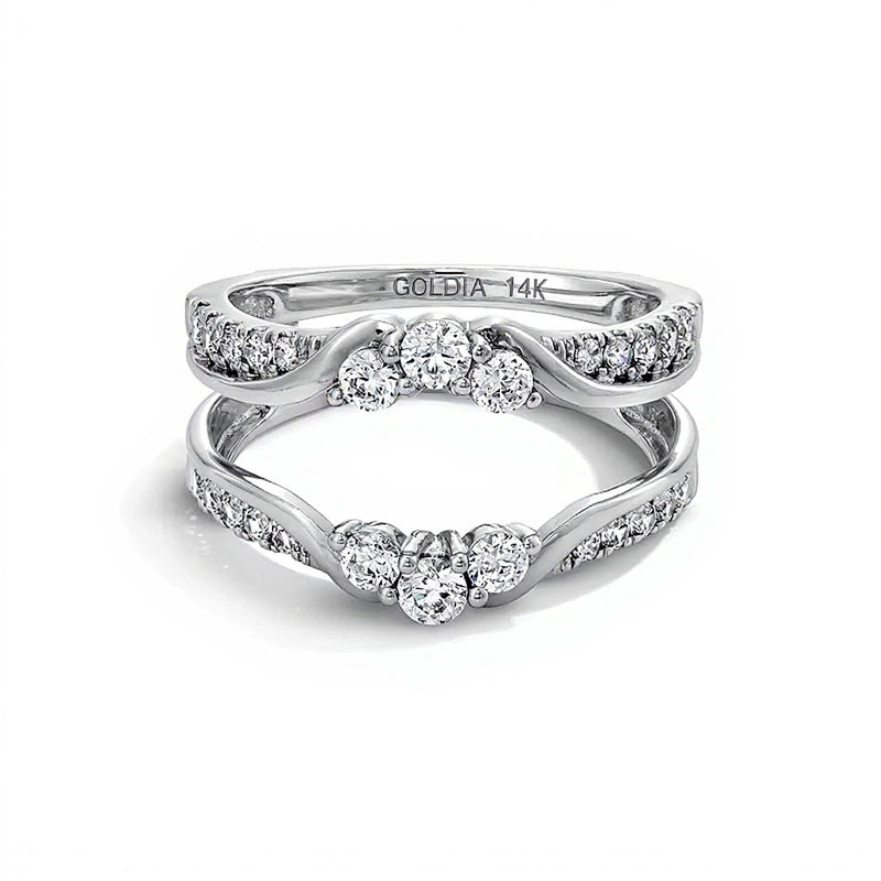 0,75 ct. Gesamtgewicht Diamant Dreistein-Solitär-Enhancer in geschichtetem Design aus 14K Weißgold für Damen