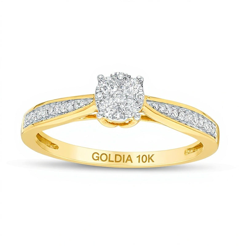 0.2 ct. Gesamtgewicht Komposit-Diamant Freundschaftsring in 10K Gelbgold