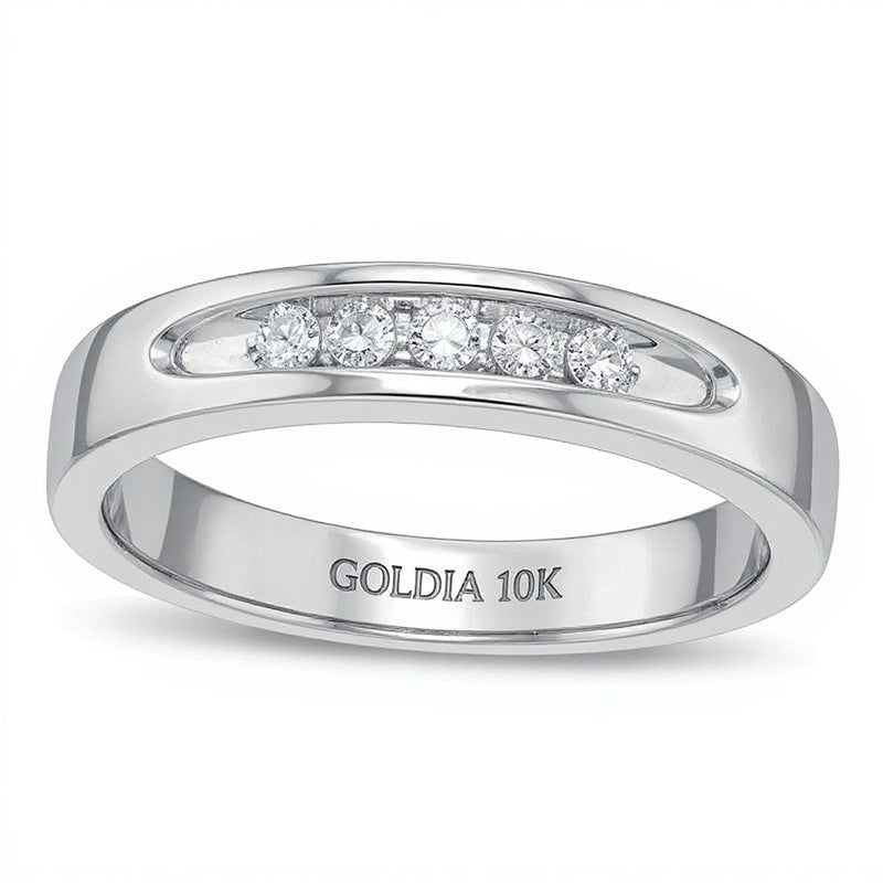 0.17 ct. Gesamtgewicht Diamant Fünfstein-Ehering in 10K Weißgold