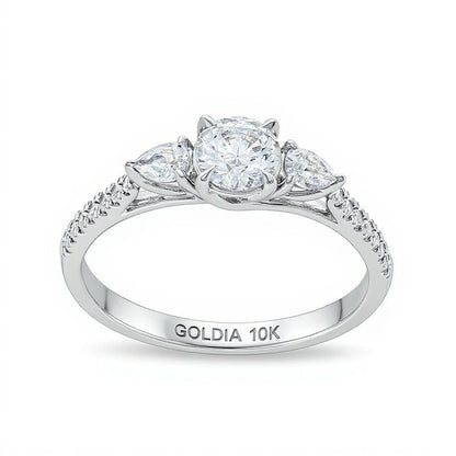 0.75 ct. Gesamtgewicht Multi-Diamant Dreistein-Verlobungsring in 10K Weißgold