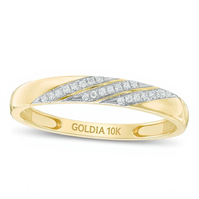 Ehering mit Diamant-Besatz 0.05 ct. Gesamtgewicht in 10K Gelbgold