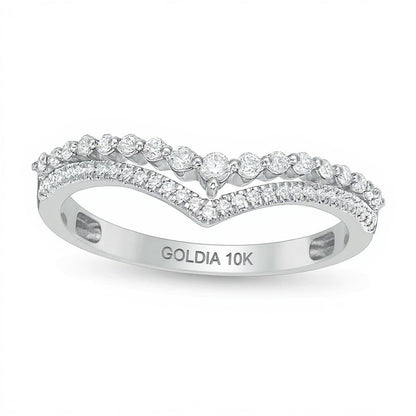 0.25 ct. Gesamtgewicht Diamant Double-Chevron Memoire-Ring in 10K Weißgold