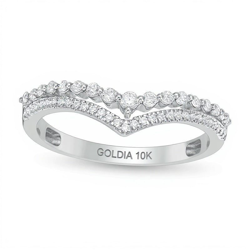 0.25 ct. Gesamtgewicht Diamant Double-Chevron Memoire-Ring in 10K Weißgold