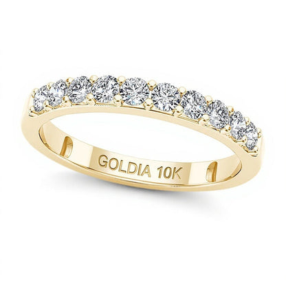 0.5 ct. Gesamtgewicht Diamant Ehering mit zehn Steinen in 10K Gelbgold