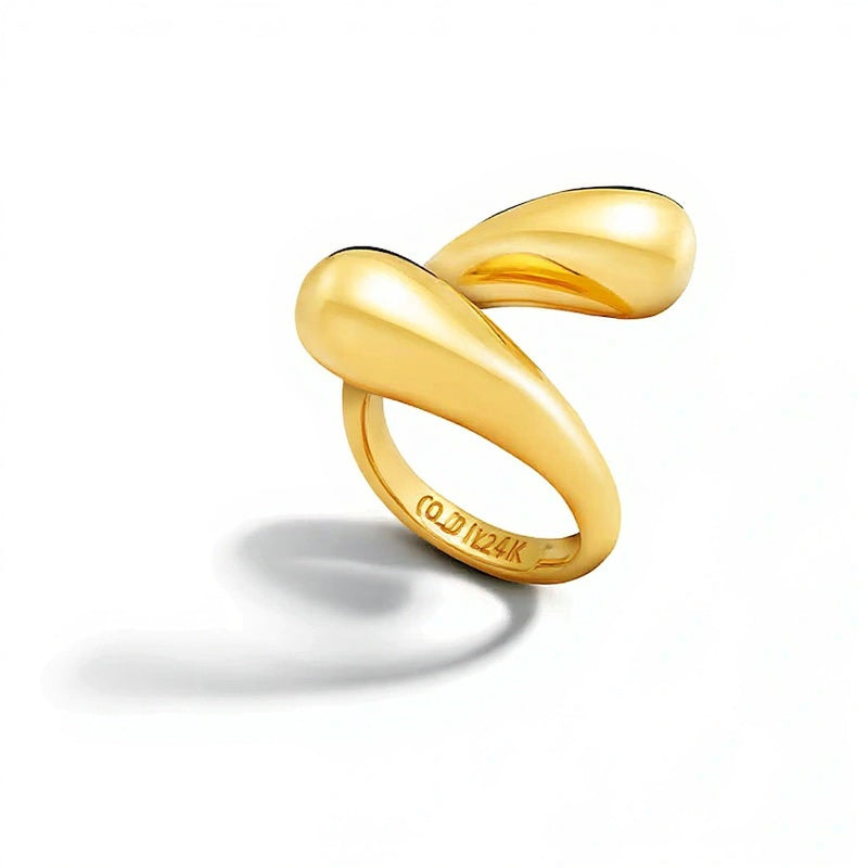 Twisted Dash Ring in Messing mit 24K Goldauflage für Damen