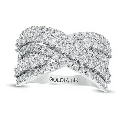 2.0 ct. Gesamtgewicht Labordiamant mehrreihiger Bypass-Ring in 14K Weißgold (F/SI2)